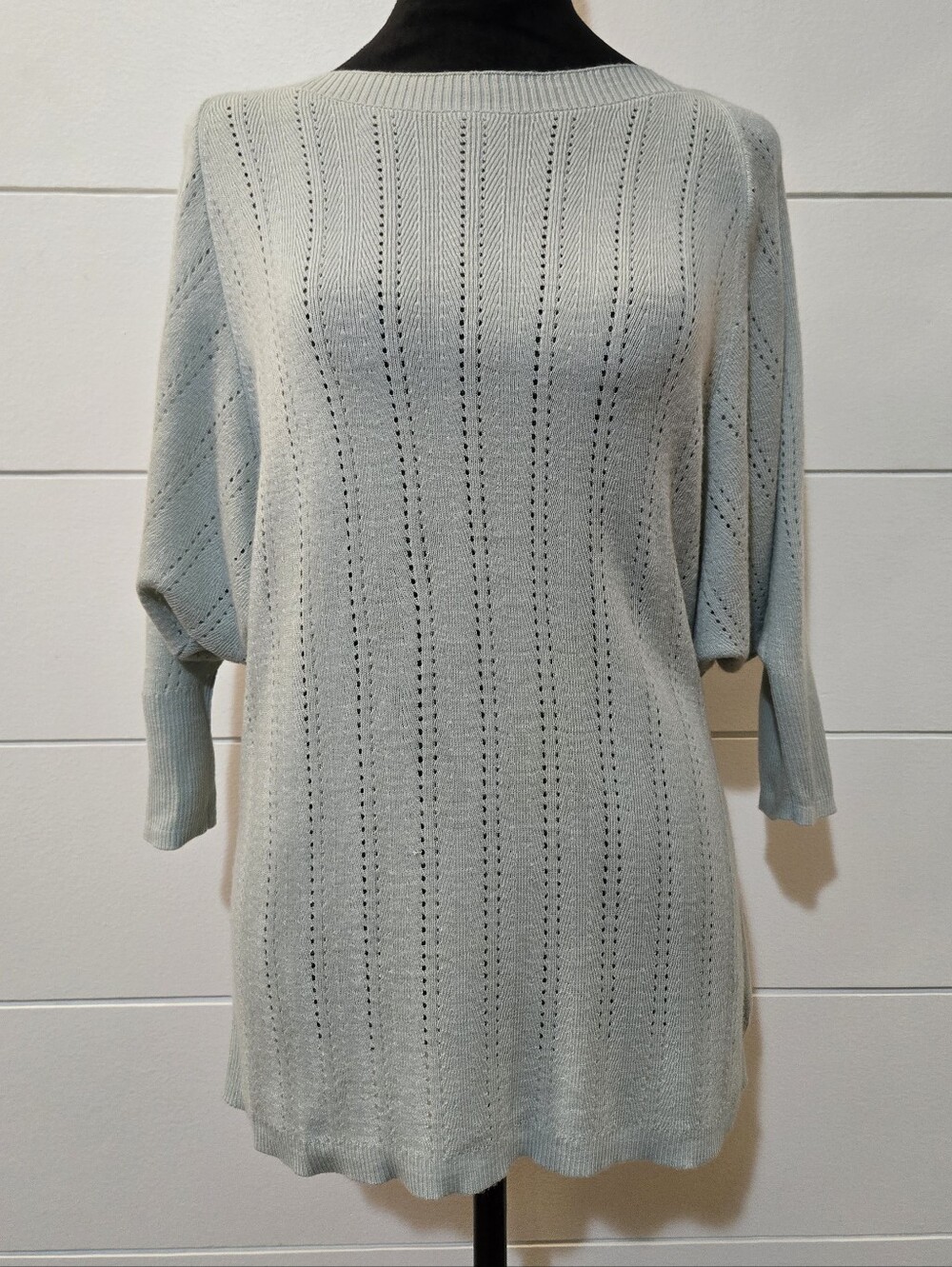The Limited Light Sage Open-Knit Scoop Neck Sweater